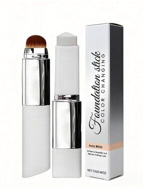 Color-Changing Foundation Stick with Brush, 2-in-1 Makeup & Concealer